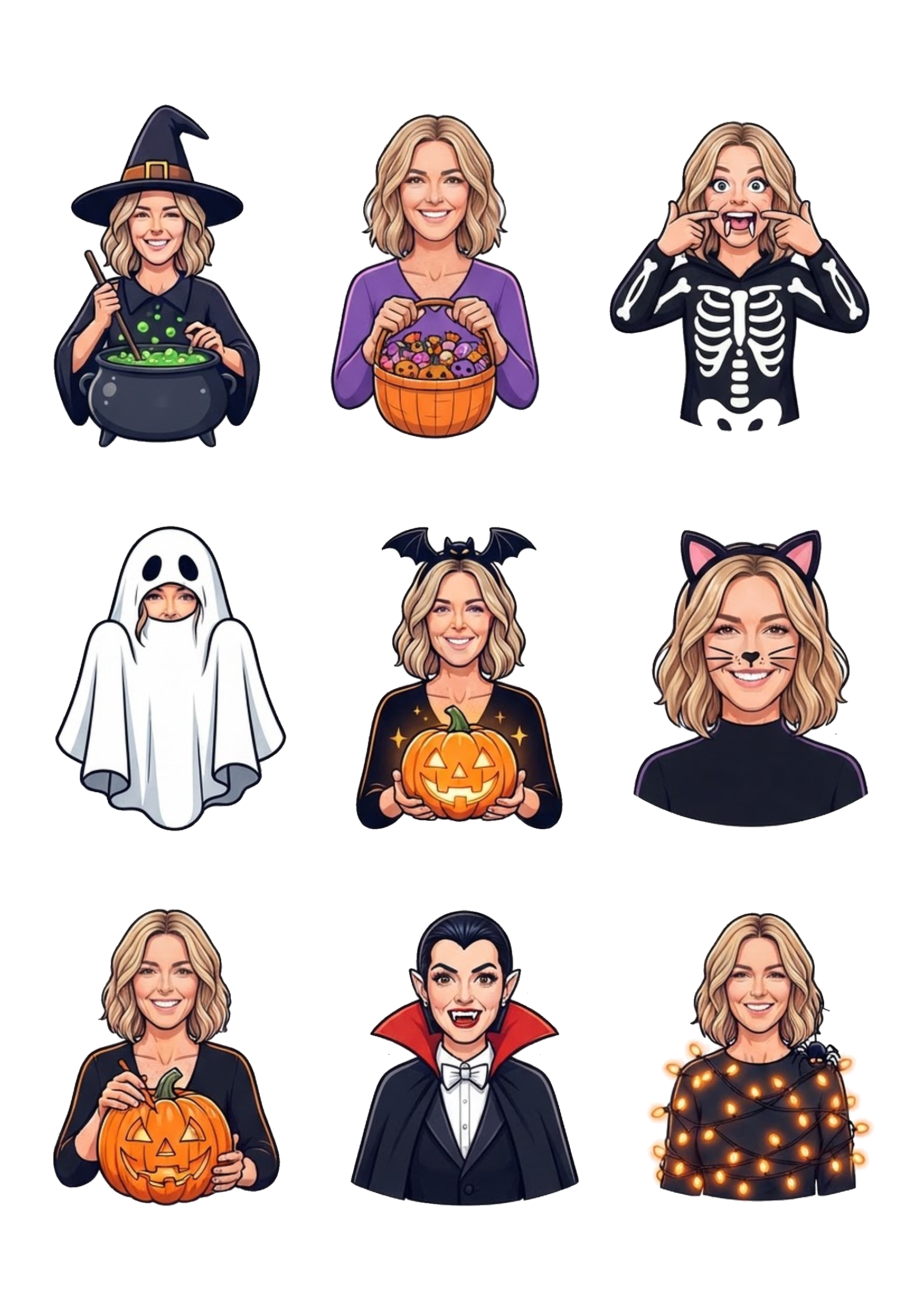 Haloween style sticker pack made from the sample photo